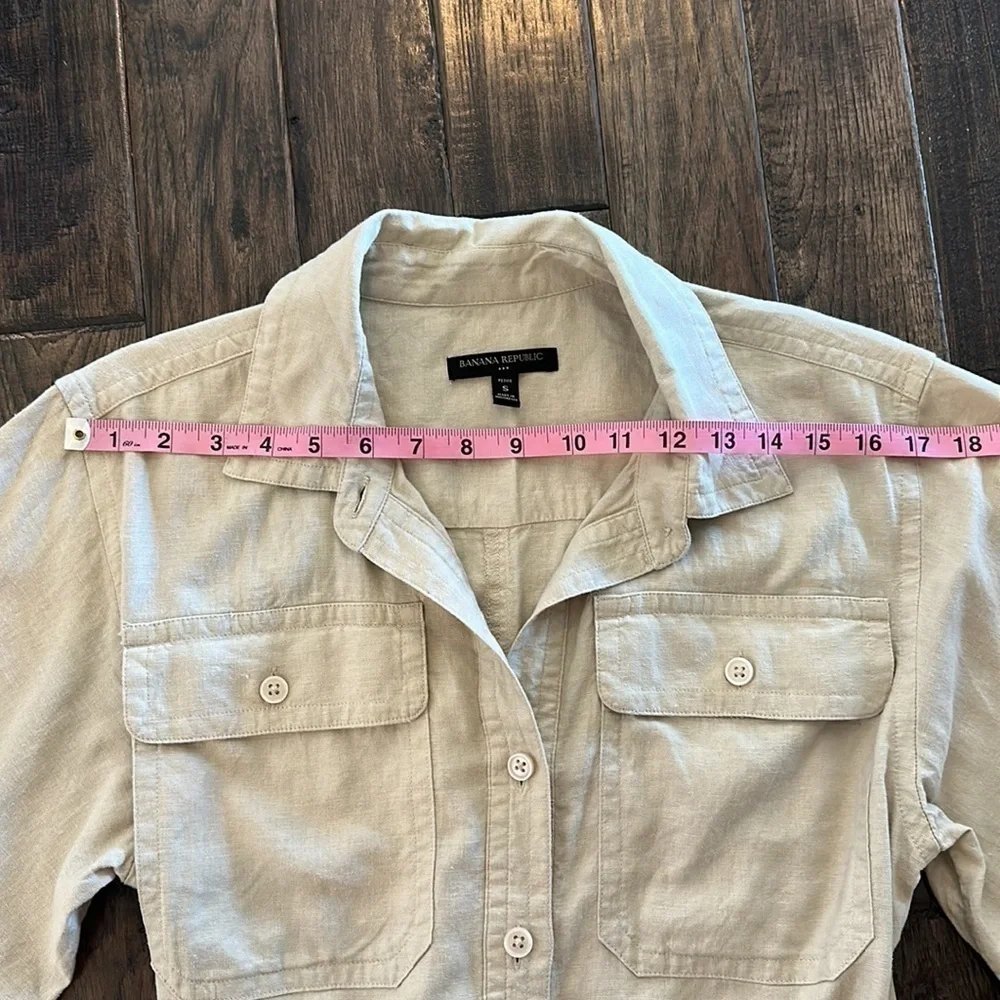 NWOT Banana Republic Petite Linen Blend Cream Long Sleeve Romper Size S